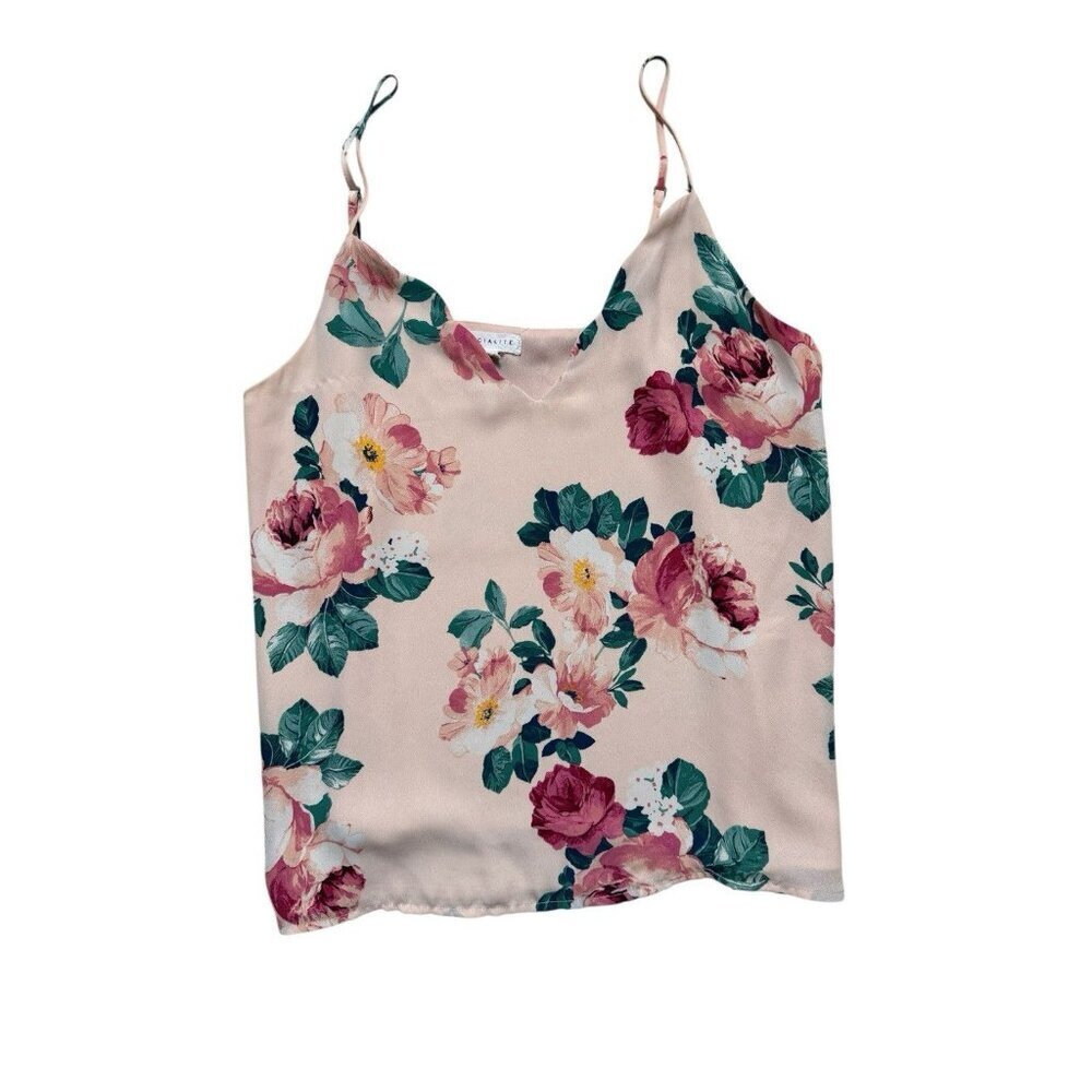 Socialite Floral Camisole Tank Top Pink Sleeveless Spaghetti Strap Size L